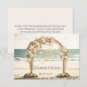 Beach Wedding Arbor Roses Thank You Card