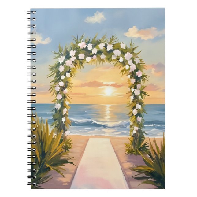 Beach Wedding Arch Floral Watercolor Notebook (Front)