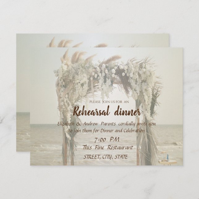 Beach Wedding Arch Rehearsal Dinner Invitation (Front/Back)