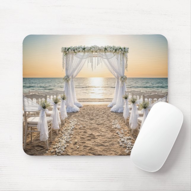 Beach Wedding Arch With Sunset Sky Mouse Pad (With Mouse)