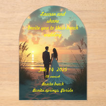 Beach wedding at sunset