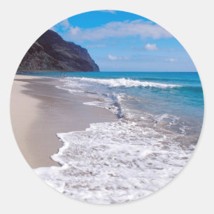Beach Wedding Backdrop Classic Round Sticker