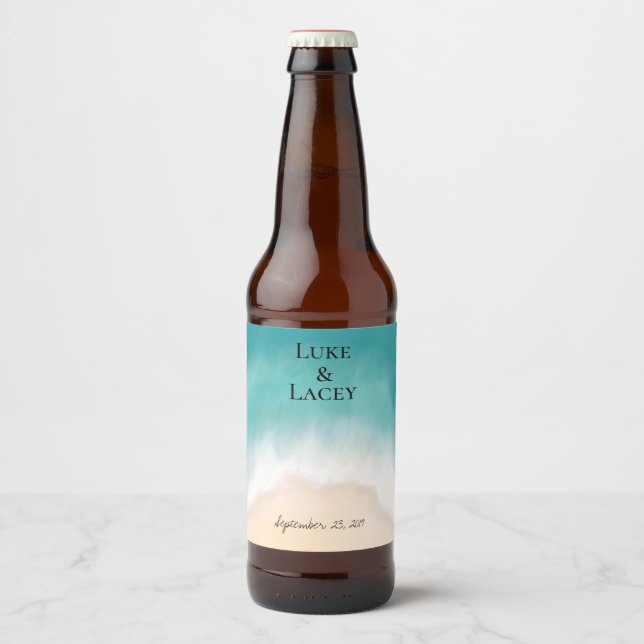 beach wedding beer bottle label (Front)