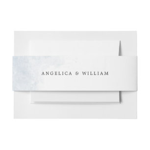 BEACH WEDDING BELLY BANDS   DUSTY BLUE WATERCOLOR INVITATION BELLY BAND