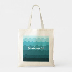 Beach Wedding Blue Waves Bridesmaid with Name  Tote Bag