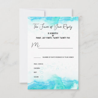 Beach Wedding Blue Waves Meal Choice Carte RSVP