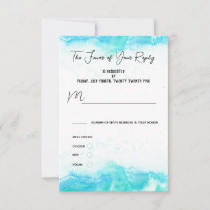 Beach Wedding Blue Waves Meal Choice Response Card