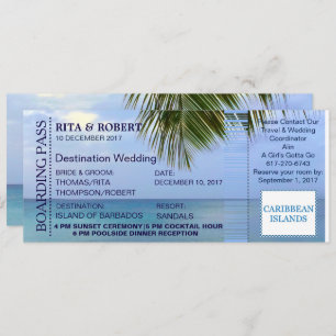 Beach Wedding   Boarding Pass Ticket-Destination Invitation