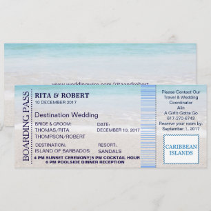 Beach Wedding   Boarding Pass Ticket-Destination Invitation
