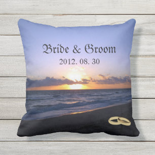 Beach Wedding Bride & Groom Keepsake Personalized Throw Pillow