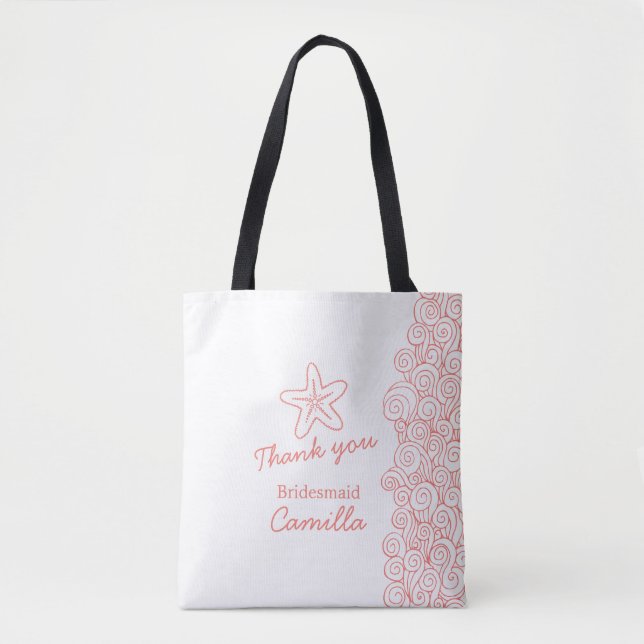 Beach wedding bridesmaid customized favour tote (Front)