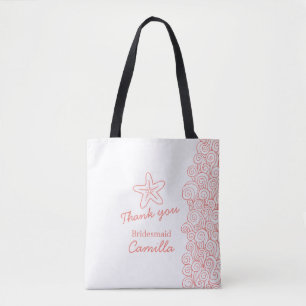 Beach wedding bridesmaid customized favour tote bag