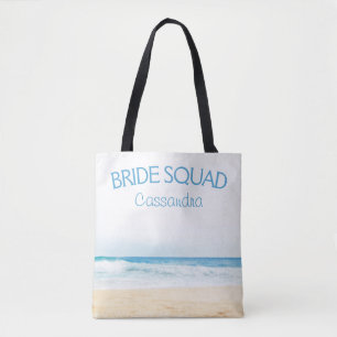 Beach Wedding Bridesmaid Name Tote Bag