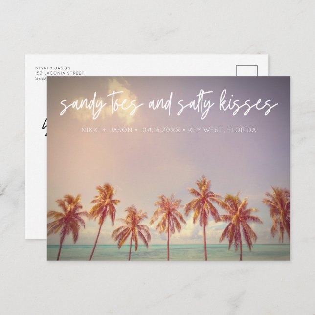 Beach Wedding Budget Save the Date  Announcement Postcard (Front/Back)