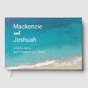 Beach Wedding Chic Modern Minimal Turquoise Guest Book