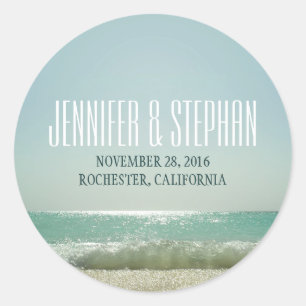 Beach Wedding Classic Round Sticker