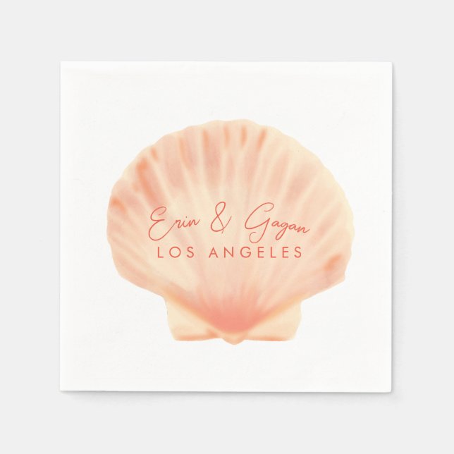 Beach wedding cocktail  napkin (Front)