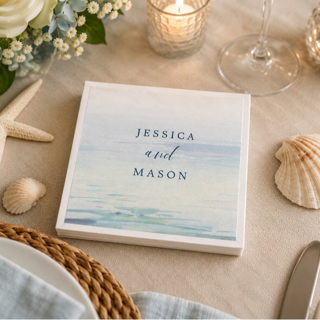 Beach Wedding Cocktail Napkin (Creator Uploaded)