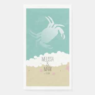 Beach Wedding Crab Sand Couples Name Napkin