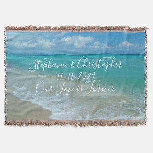 Beach Wedding Custom Personalized Newlywed Throw Blanket