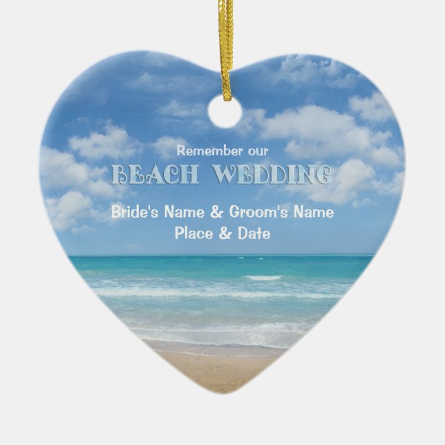 Beach Wedding (customizable) Ceramic Ornament (Front)