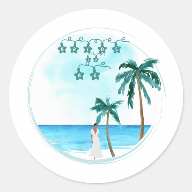 Beach Wedding Design    Classic Round Sticker (Front)