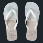 Beach Wedding Destination Personalized Flip Flops<br><div class="desc">Beach sand and surf waves with personalized faux passport stamp for a beach destination wedding.</div>