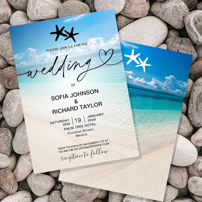 beach wedding destination tropical starfish sea invitation (Creator Uploaded)
