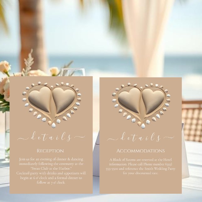 Beach Wedding Details Enclosure Card (Beach Wedding Details Enclosure Card Reception and Accommodations)