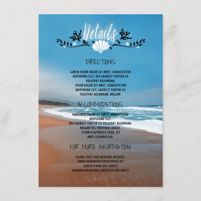 Beach Wedding Details- Information - Insert (Front)