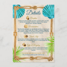Beach Wedding Details Turquoise Seashell Rope Palm
