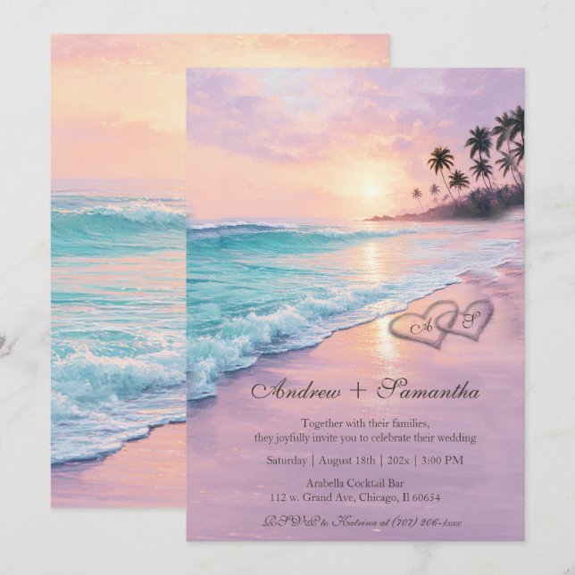 Beach Wedding Editable Template (Front/Back)