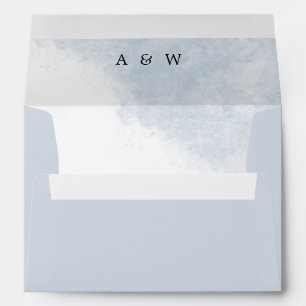 BEACH WEDDING ENVELOPE   DUSTY BLUE WATERCOLOR