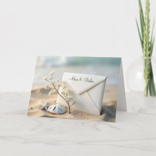 Beach Wedding Envelope In Sand Card