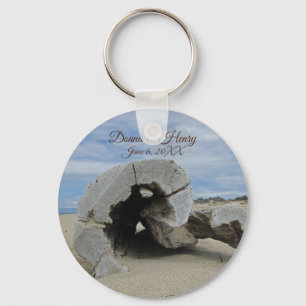 Beach Wedding Favour Pretty Driftwood Photo Ocean Keychain