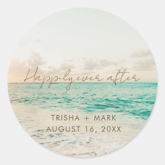 Beach Wedding Favour Stickers (Front)