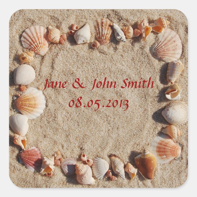 Beach Wedding Favour Stickers (Front)