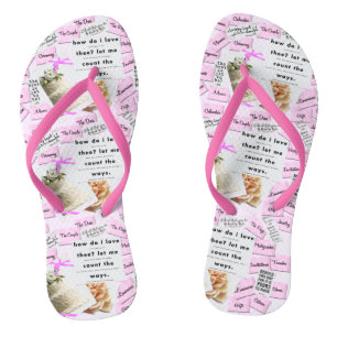 Beach Wedding Flip Flops Pink & White