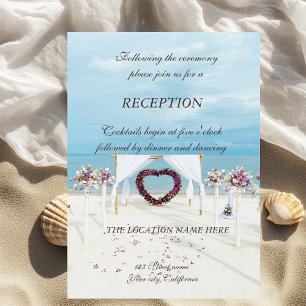 Beach  Wedding Floral Arbor  Reception Invitation