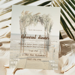 Beach Wedding Floral Arch Rehearsal Dinner  Invitation