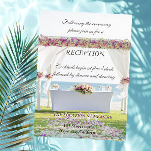Beach  Wedding Floral  Reception Invitation