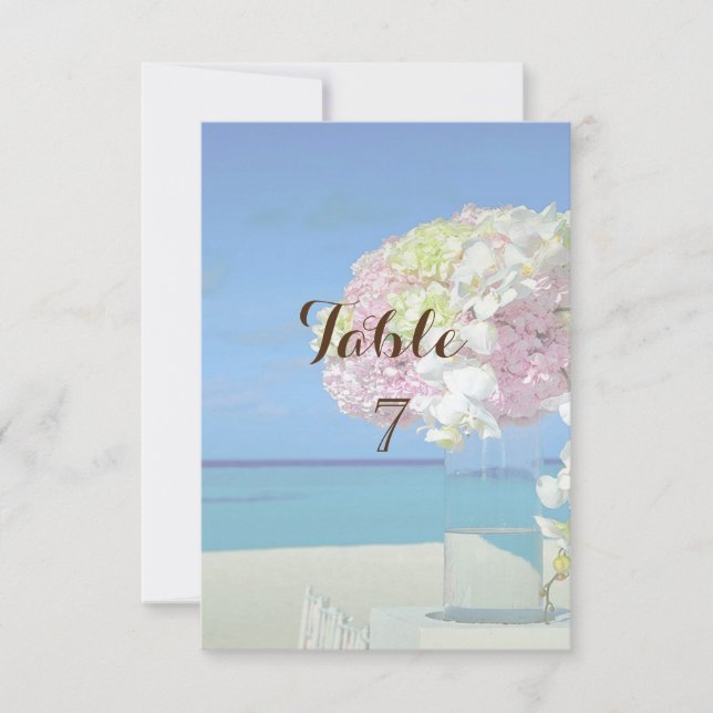 Beach Wedding Flowers Table Card (Front)