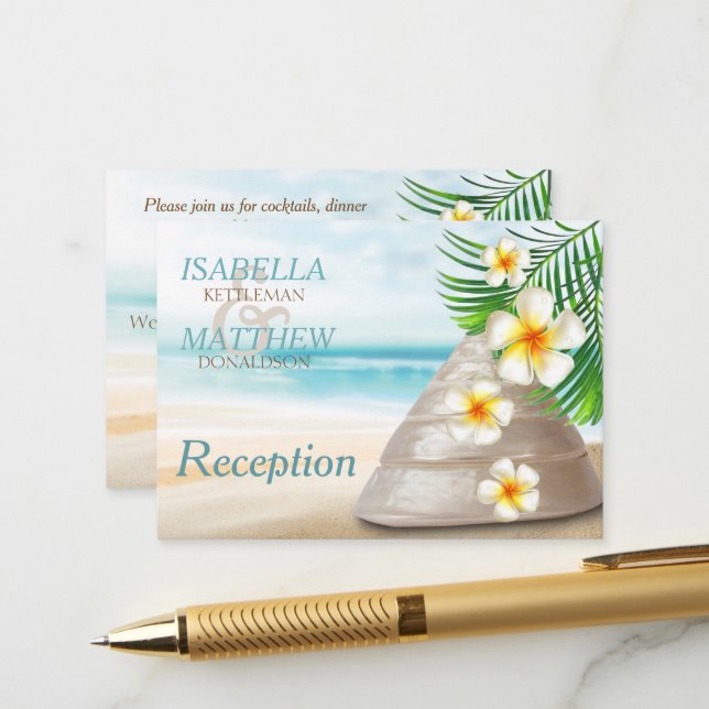 Beach Wedding for the Mr & Mrs | Reception Enclosure Card (Front/Back In Situ)