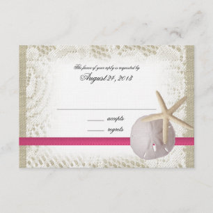 Beach Wedding Fuchsia Response Card
