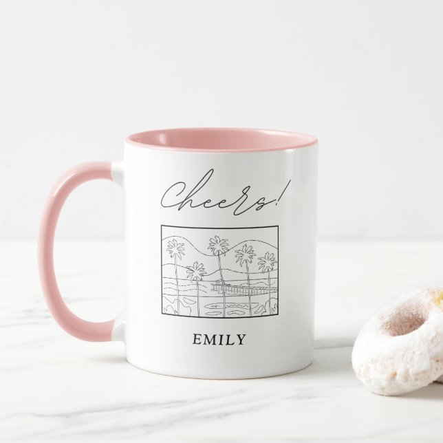 Beach Wedding Gift Personalized Coffee Mug (With Donut)