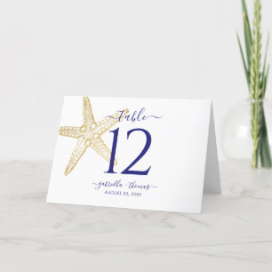 Beach Wedding Gold Nautical Starfish Table Number