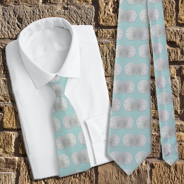 Beach Wedding Grooms Sand Dollar Blue Tie (Creator Uploaded)