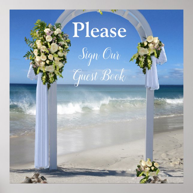 Beach Wedding Guest Book Sign (Front)