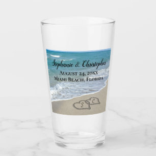Beach Wedding Hearts in the Sand Elegant Glass