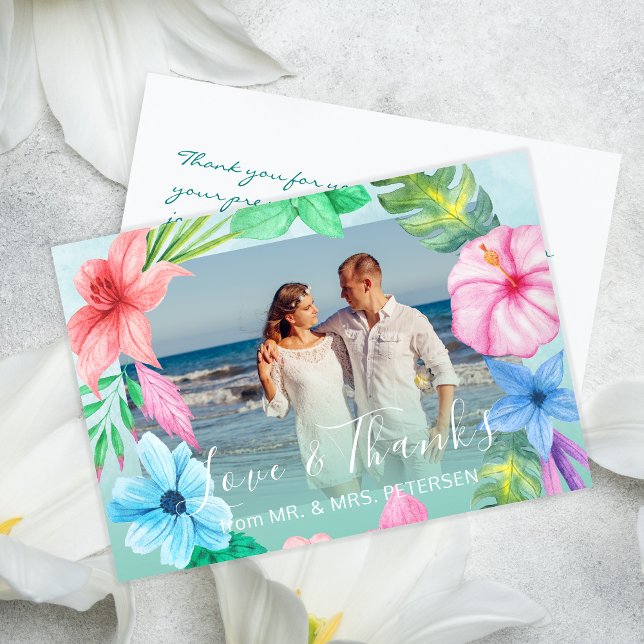 Beach wedding hibiscus tropical PHOTO thank you (Creator Uploaded)